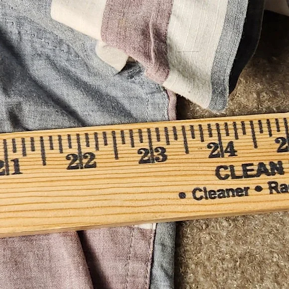 Original Penguin Heritage Slim Fit Shirt Mens Large Blue Burgundy Striped SS - Picture 3 of 6